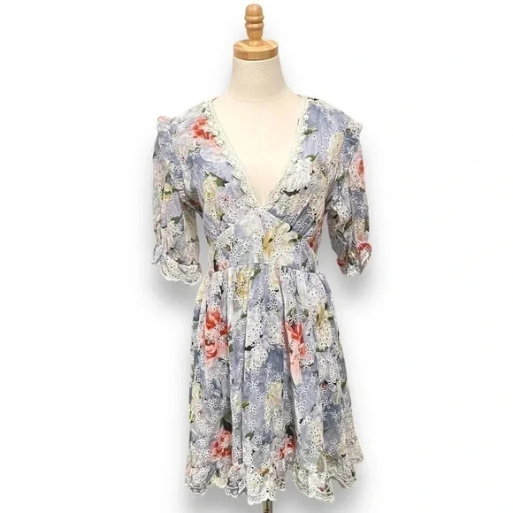 NWT Gipsy Queen NJ Couture Paris Anthropologie Embroidered Eyelet Mini Dress S - Picture 2 of 11